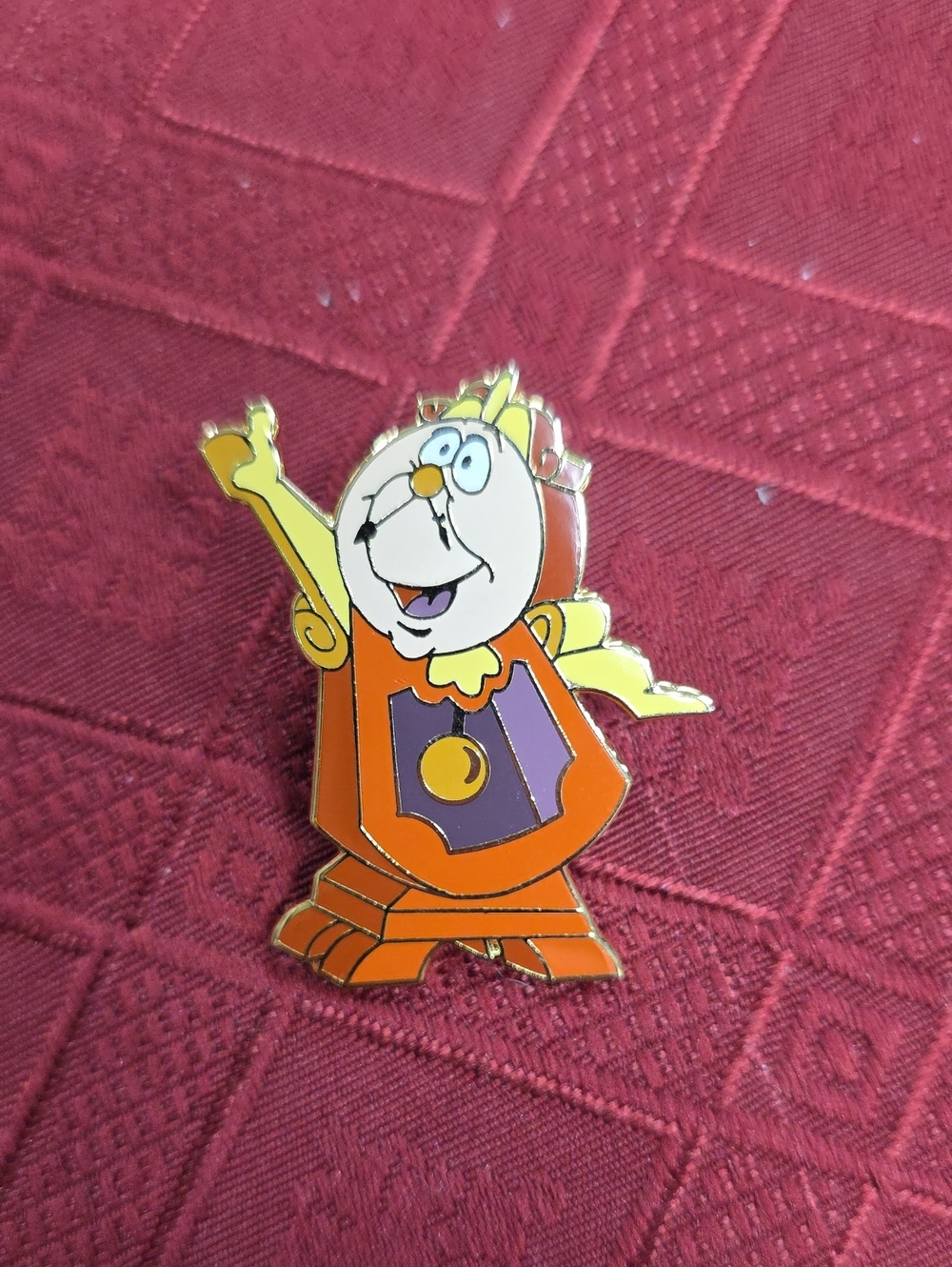 Disney Yellow & Orange Cogsworth Clock Character Enamel Pin